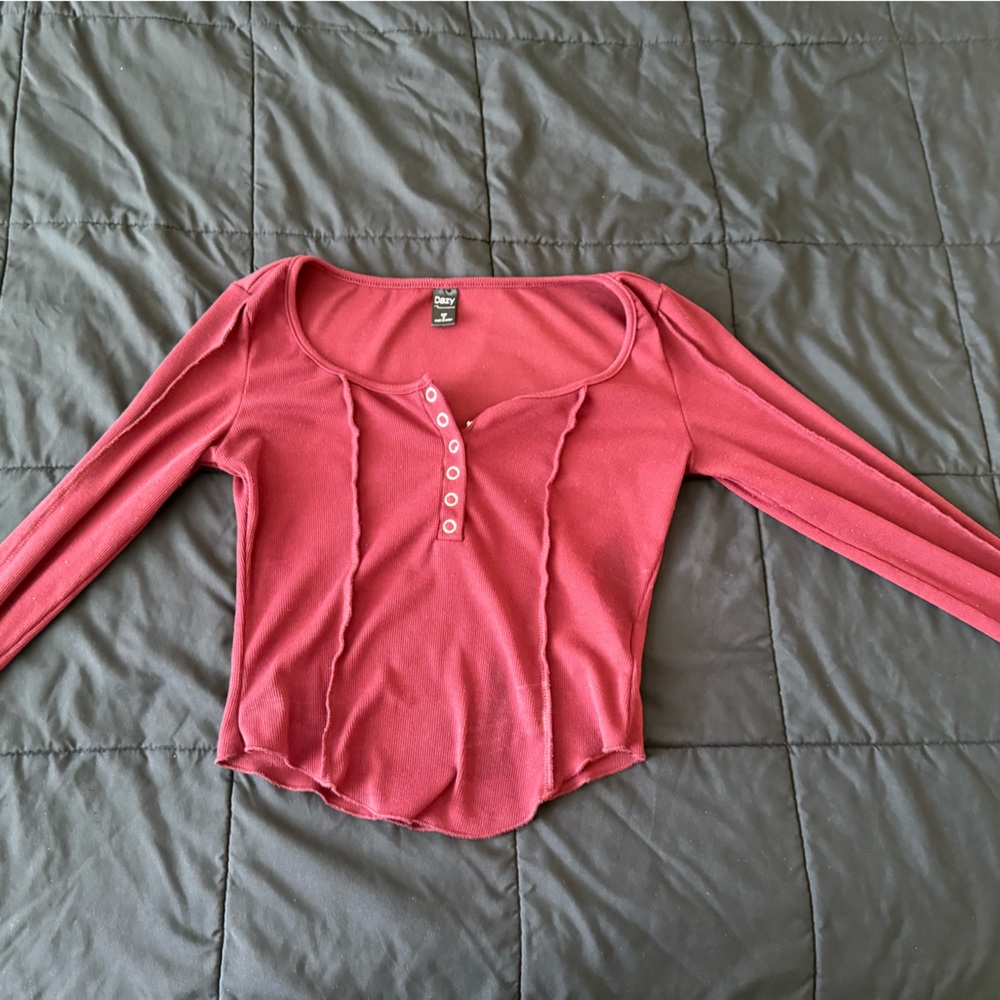SHEIN Pink Long Sleeve Buttoned Top